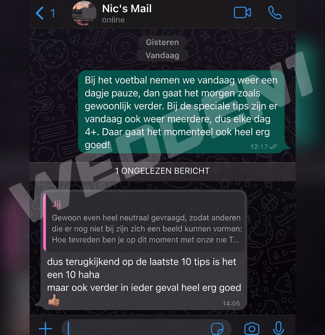 Screenshot van een klant