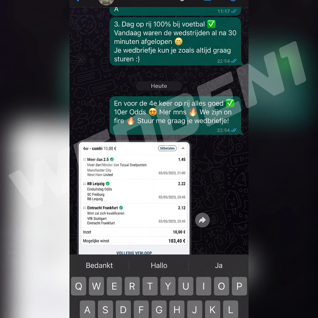 Screenshot van een klant