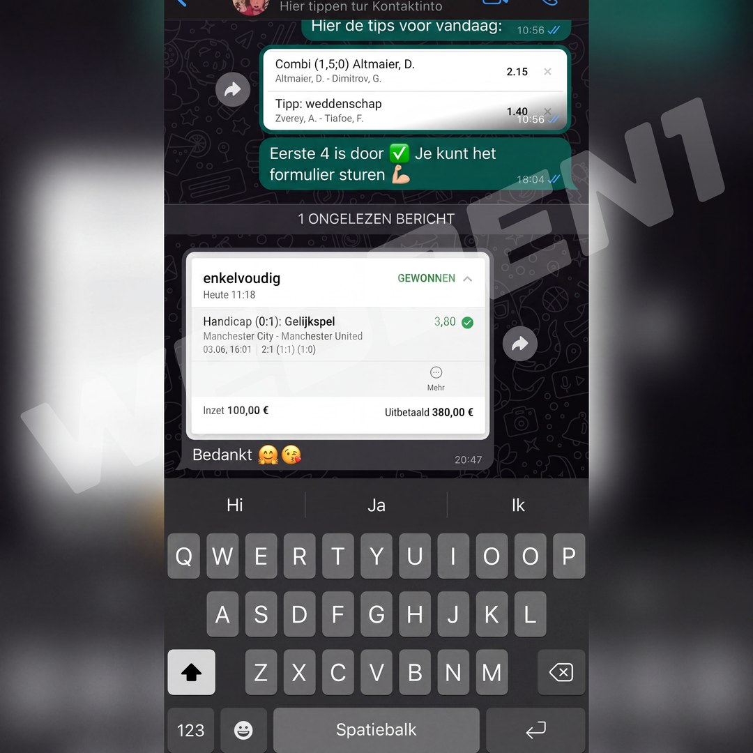 Screenshot van een klant
