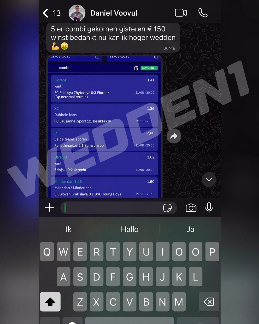 Screenshot van een klant